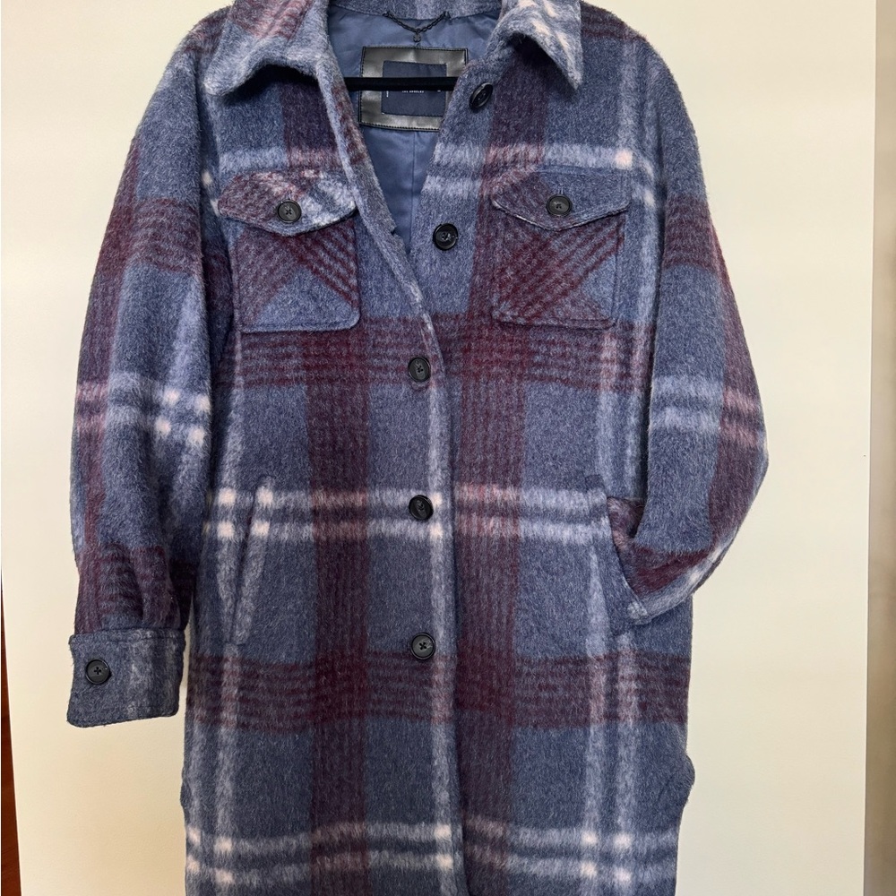 Lucky Brand Blue and Purple Plaid Teddy Jacket